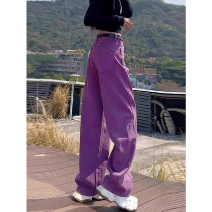Springautumn New Style White Straight-leg Jeans For Plus-size Women