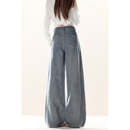 Natural Rustic-style Embroidered Denim Jeans With A Puppy Design For Women